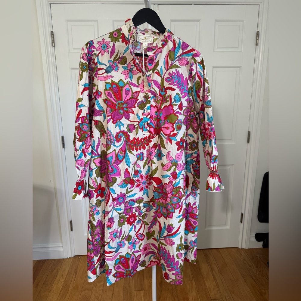 NWT Flora Bea NYC Adelina floral dress in ivory riverhill size XL - Picture 2 of 11